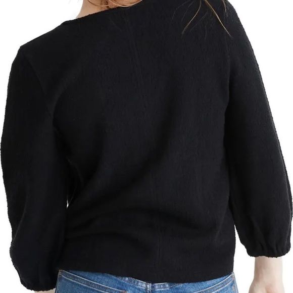 NWT MADEWELL Texture & Thread Full Knit Black Sleeve Top - Picture 13 of 15